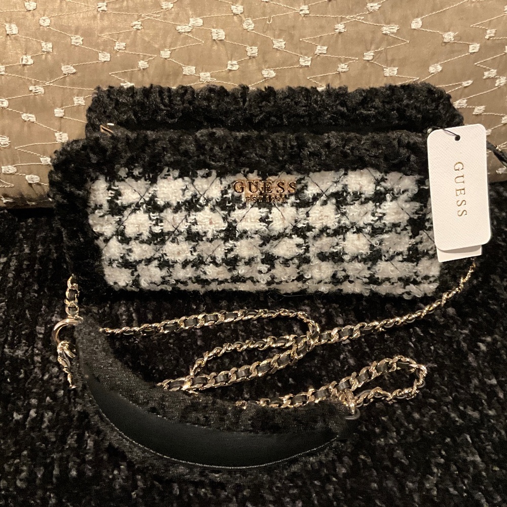GUESS Women's Cristi Top Crossbody Bag - Black Tweed